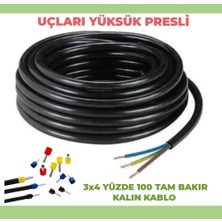 Hes Kablo 5-50 Metre Arası 3x4 Ttr Yüzde Yüz Tam Bakır Tse Li Kalin Kablo