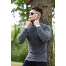 Comstarmoda Erkek Füme Boğazlı Triko Kazak