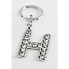 Resveq Gümüş Renkli Taşlı Harf Anahtarlık-H