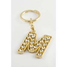 Resveq Sarı Renkli Taşlı Harf Anahtarlık-M