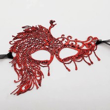 Kırmızı Dantel Masquerade Maskesi 4 No - Lisinya