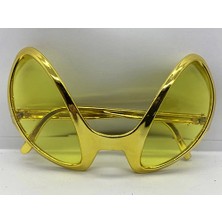 Retro Gözlük - 80 Li 90 Lı Yıllar Parti Gözlüğü Gold Renk 8X13 cm - Lisinya