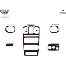 Chrysler Voyager Konsol-Torpido Kaplama 2001-2007 7 Parça Koyu Meşe