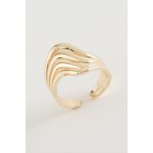 Resveq Oval Metal Yüzük-Sarı