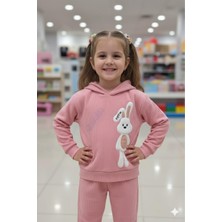 Mia Butiks Tavşan Nakışlı Kapüşonlu Kız Çocuk Takım