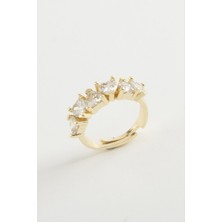 Resveq Kalp Zirkon Taşlı Yüzük-Gümüş Rengi