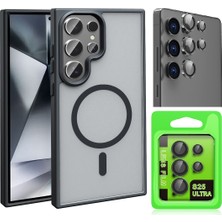 Vendas Samsung Galaxy S25 Ultra Kılıf M-safe Şarj Özellikli Mat Arka Yüzey Zore Sio Kapak + Kamera Lens Koruyucu