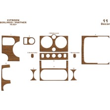Citroen Berlingo Partner Konsol-Torpido Kaplama 2002-2008 11 Par Açık Meşe