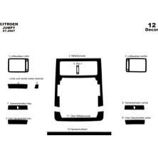 Citroen Jumpy Scudo Expert Konsol-Torpido Kaplama 2007 12 Parça Piano Black