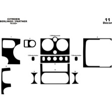 Citroen Berlingo Partner Konsol-Torpido Kaplama 2002-2008 11 Par Piano Black