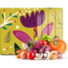 Decovetro Cam Kesme Tahtası ve Sunumluk Yeşil Lale Desenli 20X30 cm