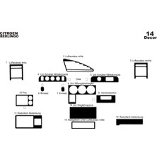 Citroen Berlingo Partner Konsol-Torpido Kaplama 1996-2002 14 Par Piano Black