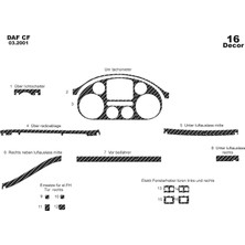 Daf Cf Konsol-Torpido Kaplama 2001-2011 16 Parça Karbon