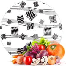 Decovetro Cam Kesme Tahtası ve Sunumluk Yuvarlak Karışık Gri Desenli 30X30 cm