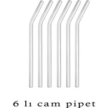 6 Adet Şeffaf Cam Pipet | Eğimli Cam Pipet