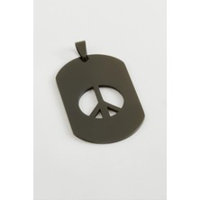 Resveq Barış Işareti Çelik Kolye Ucu 3x5 Cm-Siyah