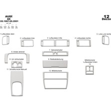 Audi A6 Konsol-Torpido Kaplama 1997-2001 12 Parça Alüminyum