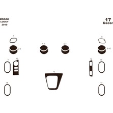 Dacia Lodgy Konsol-Torpido Kaplama 2010 17 Parça Koyu Meşe
