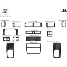Audi A6 Konsol-Torpido Kaplama 2001-2004 14 Parça Karbon