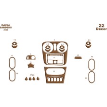 Dacia Sandero Piano Black Kaplama 2012 22 Parça  Açık Meşe