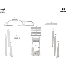 Audi A6 2008 Konsol-Torpido Kaplama 16 Parça Alüminyum