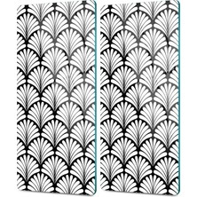 Decovetro Cam Kahve Sofra Sunum Tablası 2'li Set Siyah Beyaz Geometrik Desenli 30 x 15 cm