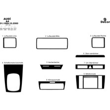 Audi A4 Konsol-Torpido Kaplama 1999-2000  9 Parça Piano Black