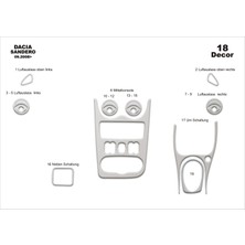 Dacia Sandero Logan Konsol-Torpido Kaplama 2008-2009 18 Parça Alüminyum