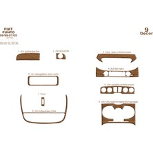 Fiat Punto Konsol-Torpido Kaplama 1999-2005 9 Parça Açık Meşe