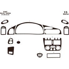 Fiat Palio Siena Konsol-Torpido Kaplama 1998-2002 13 Parça Koyu Meşe