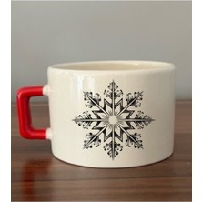 Kar Tanesi Görselli Fincan Seramik Kupa - Seramik Çay, Kahve Hediyelik Bardağı