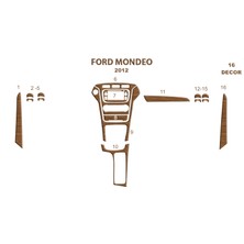 Ford Mondeo Konsol-Torpido Kaplama 2010-2014 16 Parça Açık Meşe