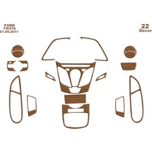 Ford Fiesta Konsol-Torpido Kaplama 2010 22 Parça Açık Meşe