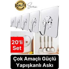 Özel Üretim 20 Adet Kendinden Yapışkanlı Askı Şeffaf Güçlü Anahtar Kapı Duvar Metal Kanca Çok Amaçlı