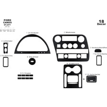 Ford Cargo 1838T Konsol-Torpido Kaplama 2007-2012 18 Parça Siyah Karbon
