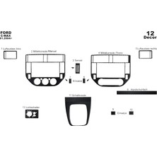 Ford C Max Konsol-Torpido Kaplama 2004-2010 12 Parça (Analog Kl Siyah Karbon