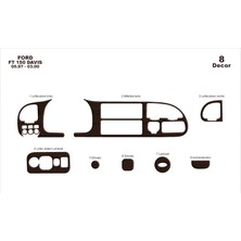 Ford Transit Konsol-Torpido Kaplama 1997-2000 8 Parça Koyu Meşe