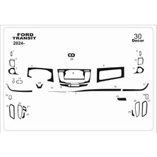 Ford Transit Torpido / Konsol Kaplama 2024- Piano Black