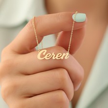 Modern Stil Isimli Altın Kaplama Gümüş Kolye