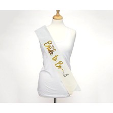 Beyaz Üzeri Altın Italik Alyanslı Bride To Be Yazılı Simli Işıltılı Kuşak Kemer 10 cm Genişlik - Lisinya