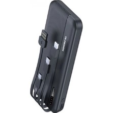 10000 Mah Micro Type-C USB Lightning 4 Kablolu Hızlı Kablosuz Şarj Powerbank (4887)