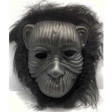 Siyah Renk Eva Goril Maskesi - Siyah Peluşlu Tüylü Orangutan Maskesi - Lisinya