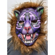 Kahverengi Saçlı Dişli Kurt Maskesi Köpek Maskesi Mega Peluş 16 No - Lisinya