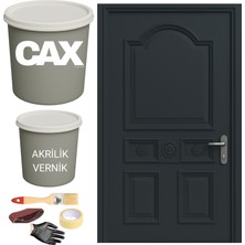 CAXCOLORS Metal-Çelik-Döküm Vernikli Kapı Akrilik Boya Seti 1 LİTRE+500ML Akrilik Koruma ve Parlaklık Verniği