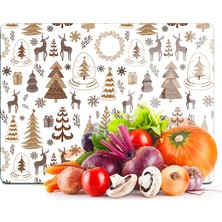 Decovetro Cam Kesme Tahtası ve Sunumluk Kahverengi Karışık Yılbaşı Desenli 30X40 cm