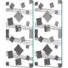 Decovetro Cam Kahve Sofra Sunum Tablası 2'li Set Gri Geometrik Desenli 30 x 15 cm