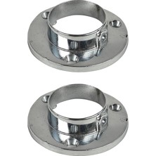 mobilyap Metal Krom Yuvarlak Gardrop Borusu Flanşı 25MM 2 Adetli Set BK024 Dolap Içi Düzenleyiciler Gri