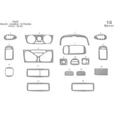 Fiat Palio Albea Strada Konsol-Torpido Kaplama 2002-2005 18 Par? Alüminyum