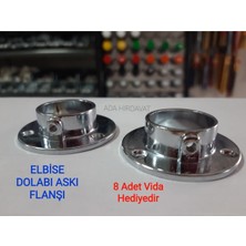 Elbise Gardrop Boru Askı Flanşı Yuvarlak Metal Çap 25MM Mobilya Bağlantı Elemanları