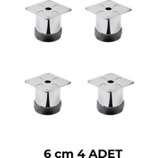 4 Adet 6 cm Mobilya Kanepe Baza Koltuk Metal Destek Yükseltici Ayağı Ayakları Krom Lüks 42 Çap Gri 4